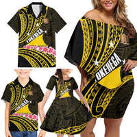 Personalised Tokelau Tokehega Day Family Matching Off Shoulder Short Dress and Hawaiian Shirt Tokelauan Tatau Black Color - Polynesian Pride