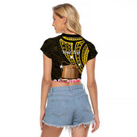 Personalised Tokelau Tokehega Day Raglan Cropped T Shirt Tokelauan Tatau Black Color - Polynesian Pride