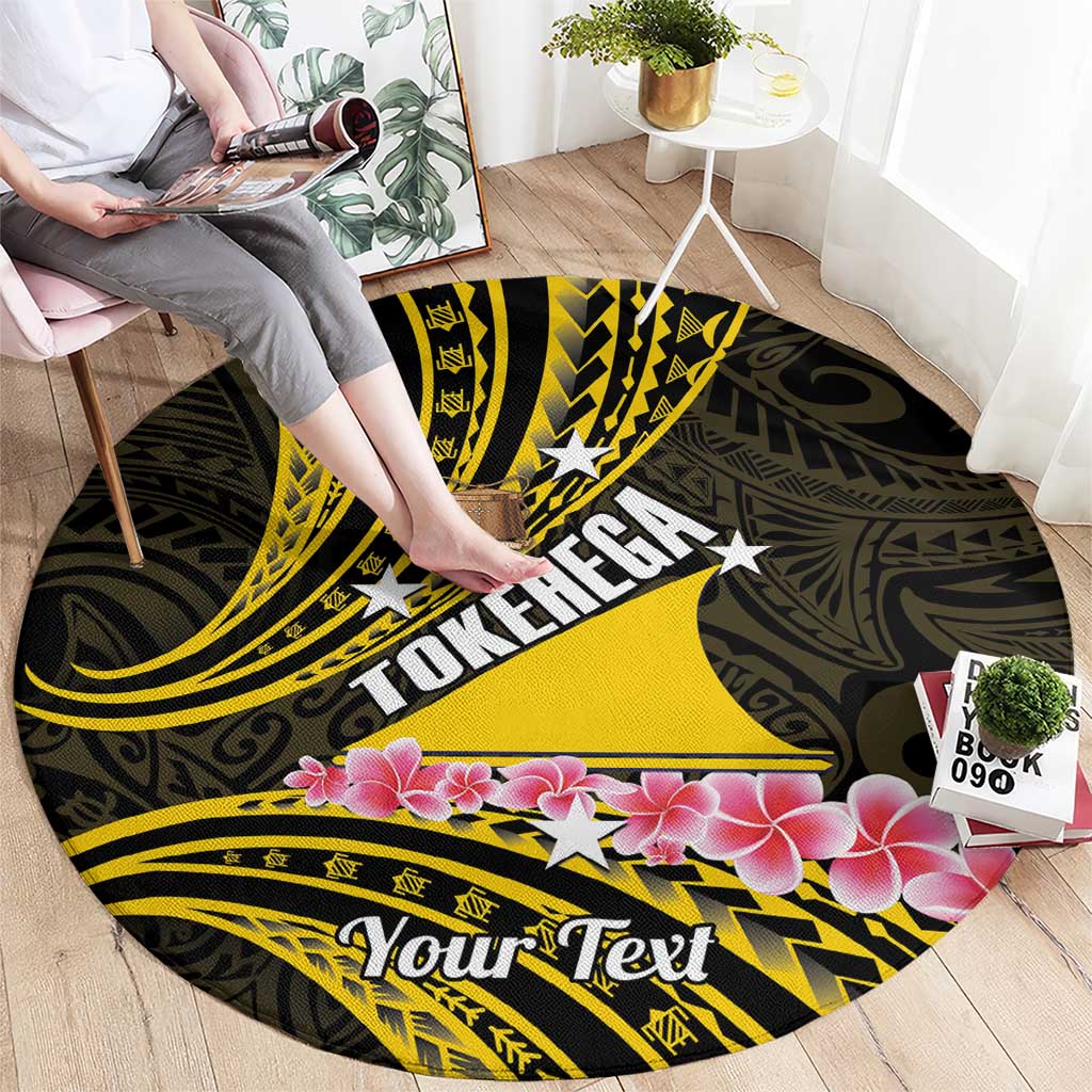 Personalised Tokelau Tokehega Day Round Carpet Tokelauan Tatau Black Color - Polynesian Pride