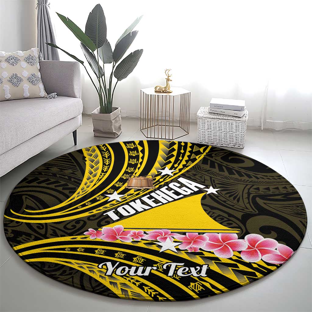 Personalised Tokelau Tokehega Day Round Carpet Tokelauan Tatau Black Color - Polynesian Pride
