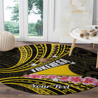 Personalised Tokelau Tokehega Day Round Carpet Tokelauan Tatau Black Color - Polynesian Pride