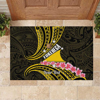 Personalised Tokelau Tokehega Day Rubber Doormat Tokelauan Tatau Black Color - Polynesian Pride
