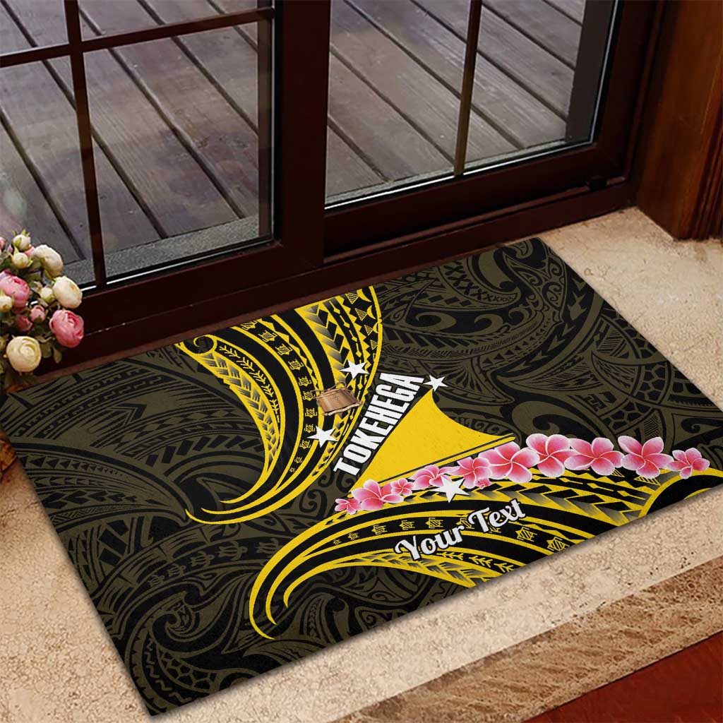 Personalised Tokelau Tokehega Day Rubber Doormat Tokelauan Tatau Black Color - Polynesian Pride