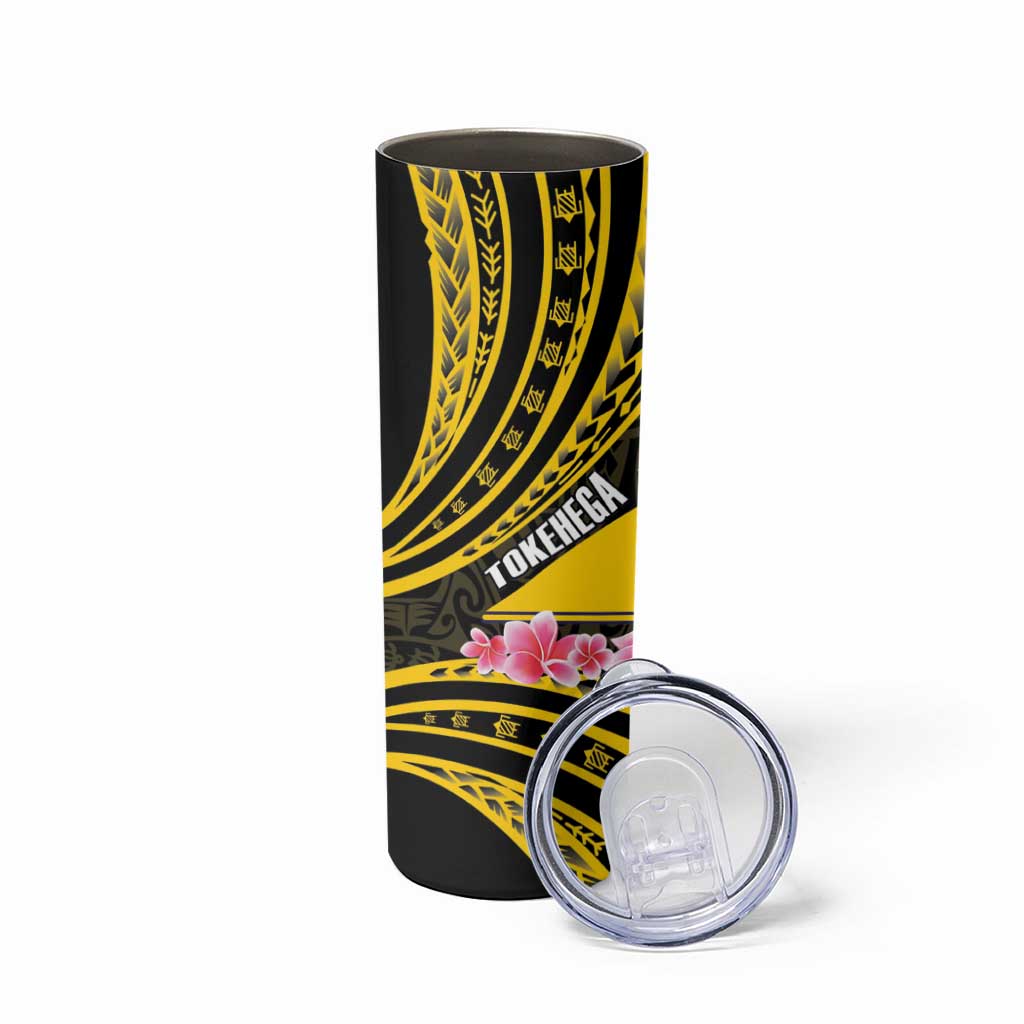 Personalised Tokelau Tokehega Day Skinny Tumbler Tokelauan Tatau Black Color - Polynesian Pride