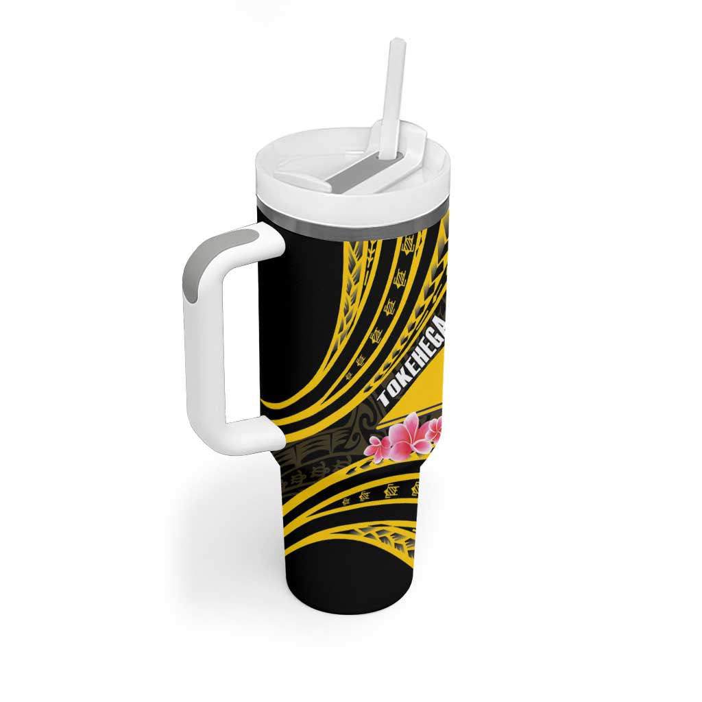 Personalised Tokelau Tokehega Day Tumbler With Handle Tokelauan Tatau Black Color - Polynesian Pride