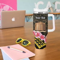 Personalised Tokelau Tokehega Day Tumbler With Handle Tokelauan Tatau Black Color - Polynesian Pride