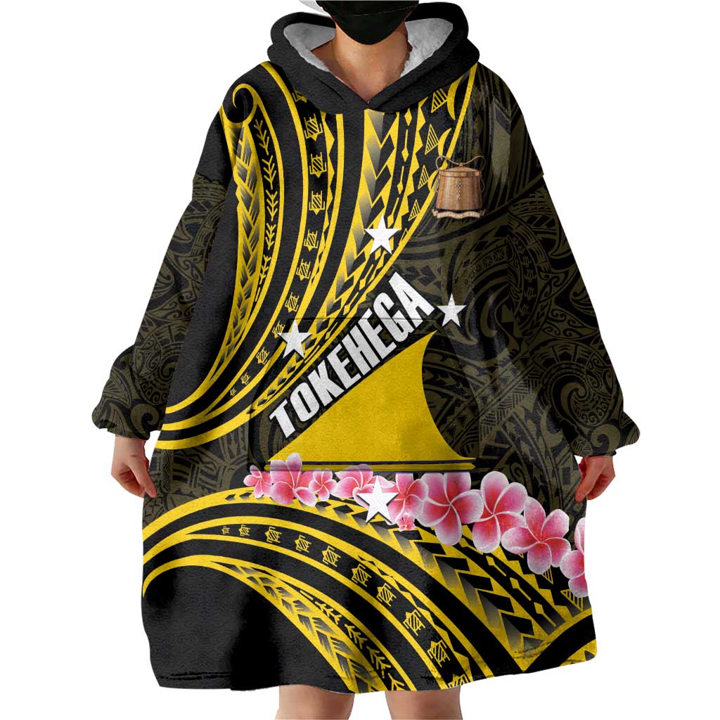 Personalised Tokelau Tokehega Day Wearable Blanket Hoodie Tokelauan Tatau Black Color - Polynesian Pride