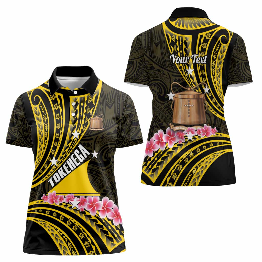 Personalised Tokelau Tokehega Day Women Polo Shirt Tokelauan Tatau Black Color - Polynesian Pride