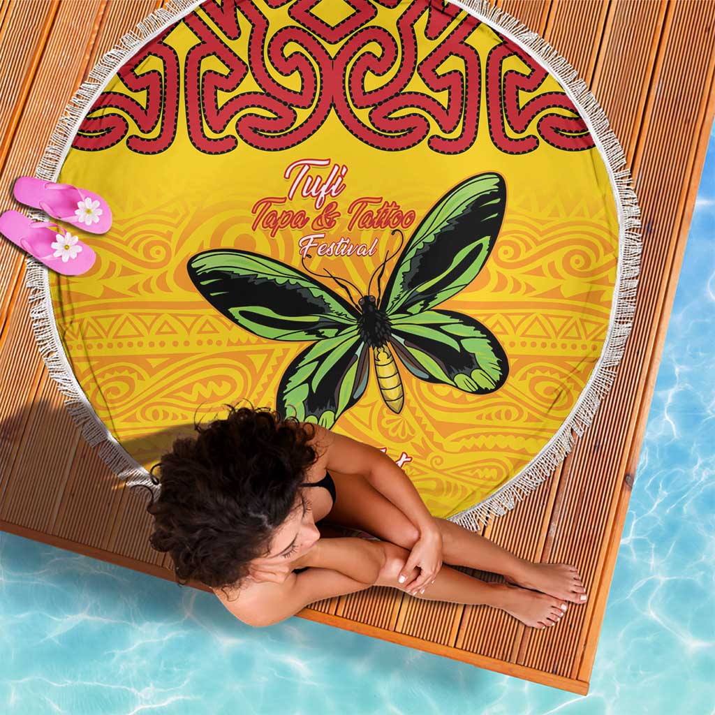 Personalised Tufi Tapa and Tattoo Festival Beach Blanket PNG Oro Butterfly Tapa Pattern LT14 - Polynesian Pride
