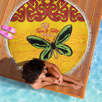 Personalised Tufi Tapa and Tattoo Festival Beach Blanket PNG Oro Butterfly Tapa Pattern LT14 - Polynesian Pride
