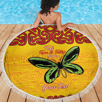 Personalised Tufi Tapa and Tattoo Festival Beach Blanket PNG Oro Butterfly Tapa Pattern LT14 - Polynesian Pride