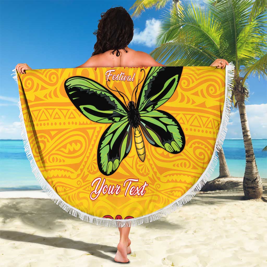 Personalised Tufi Tapa and Tattoo Festival Beach Blanket PNG Oro Butterfly Tapa Pattern LT14 - Polynesian Pride