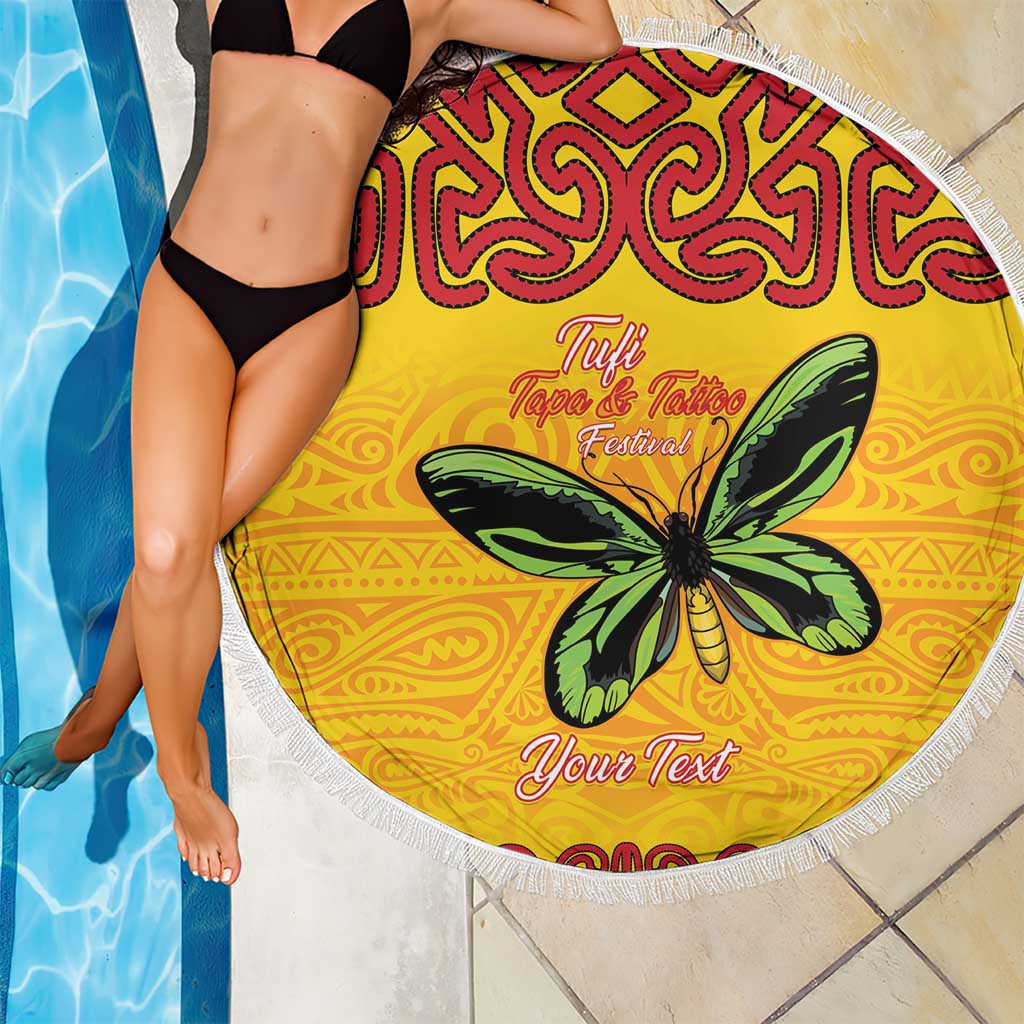 Personalised Tufi Tapa and Tattoo Festival Beach Blanket PNG Oro Butterfly Tapa Pattern LT14 - Polynesian Pride