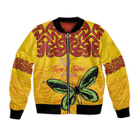 Personalised Tufi Tapa and Tattoo Festival Bomber Jacket PNG Oro Butterfly Tapa Pattern - Polynesian Pride