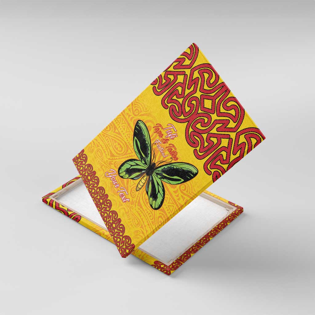 Personalised Tufi Tapa and Tattoo Festival Canvas Wall Art PNG Oro Butterfly Tapa Pattern LT14 With Frame Yellow - Polynesian Pride