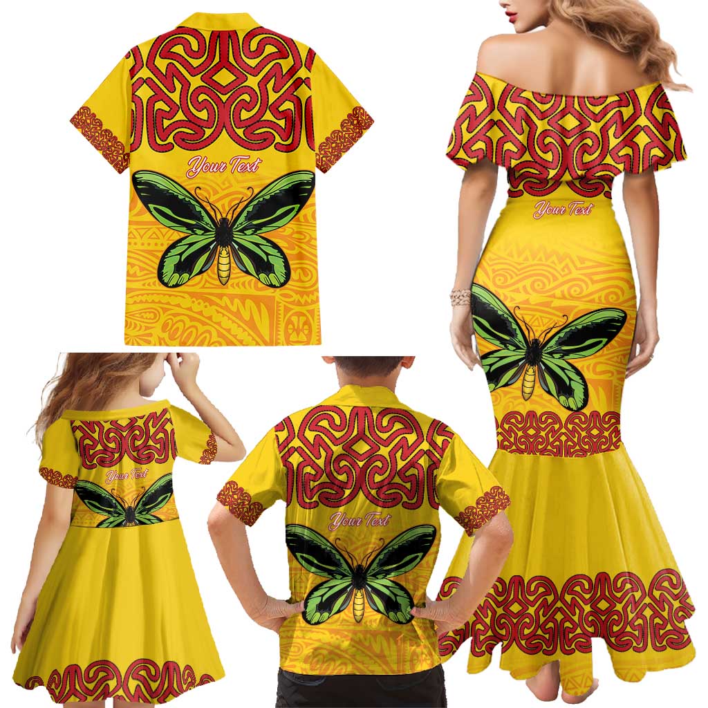 Personalised Tufi Tapa and Tattoo Festival Family Matching Mermaid Dress and Hawaiian Shirt PNG Oro Butterfly Tapa Pattern - Polynesian Pride