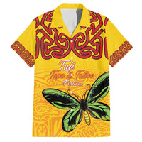 Personalised Tufi Tapa and Tattoo Festival Family Matching Off Shoulder Short Dress and Hawaiian Shirt PNG Oro Butterfly Tapa Pattern - Polynesian Pride
