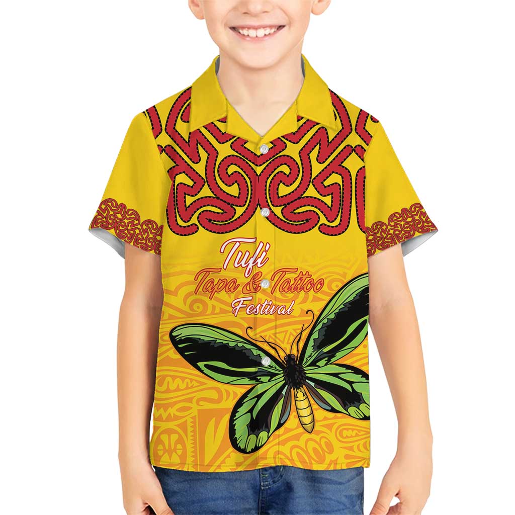 Personalised Tufi Tapa and Tattoo Festival Family Matching Summer Maxi Dress and Hawaiian Shirt PNG Oro Butterfly Tapa Pattern - Polynesian Pride