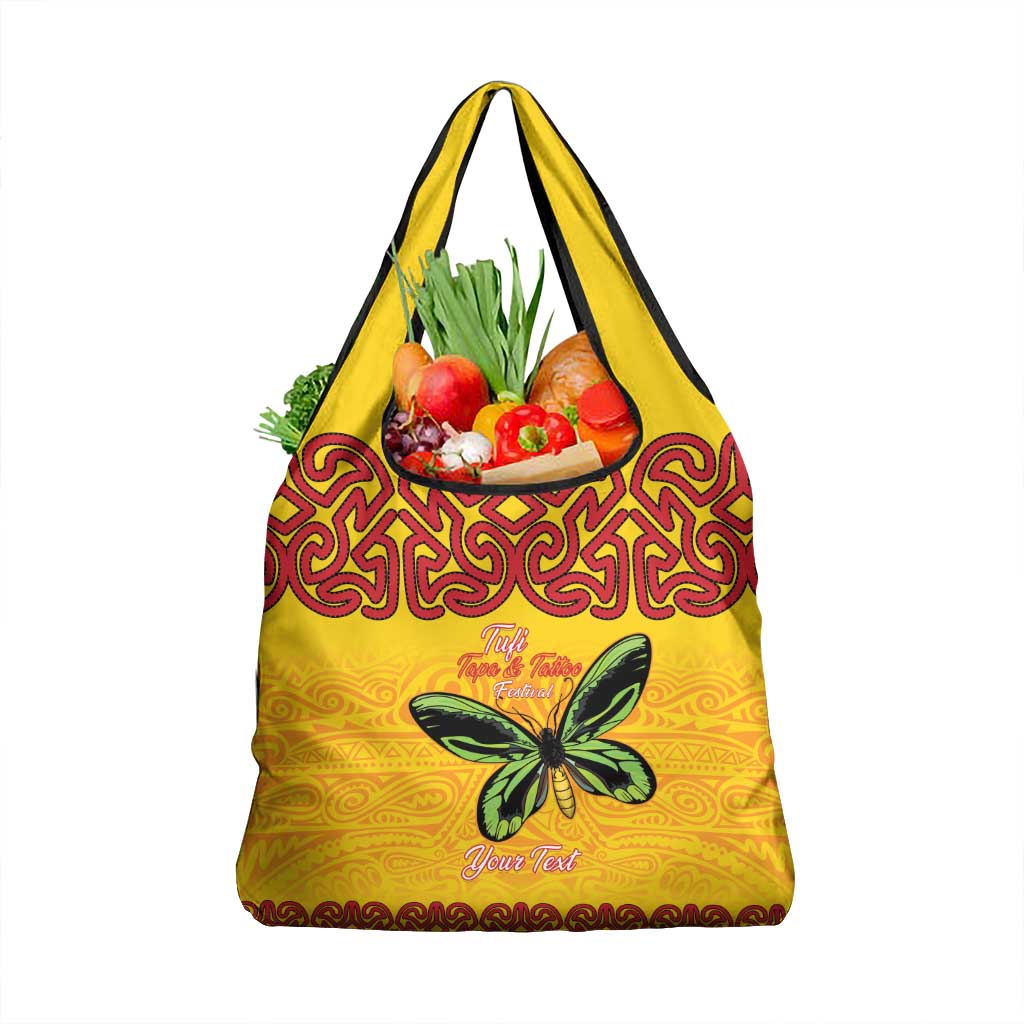 Personalised Tufi Tapa and Tattoo Festival Grocery Bag PNG Oro Butterfly Tapa Pattern LT14 1-pack One Size Yellow - Polynesian Pride