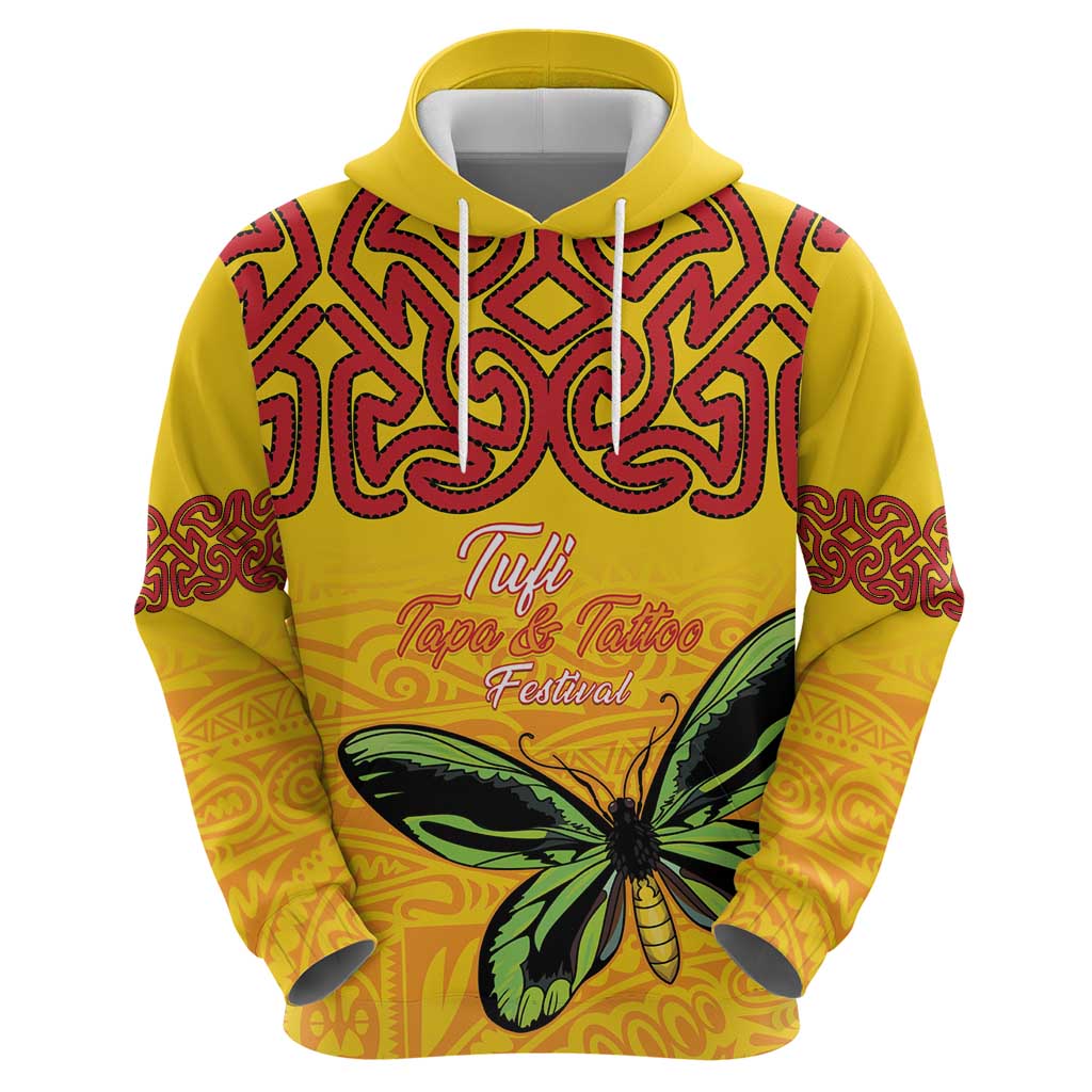 Personalised Tufi Tapa and Tattoo Festival Hoodie PNG Oro Butterfly Tapa Pattern - Polynesian Pride