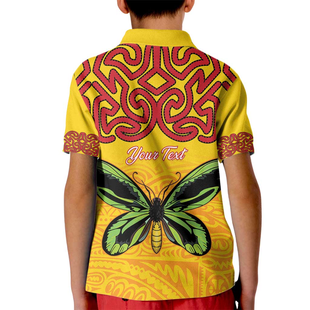 Personalised Tufi Tapa and Tattoo Festival Kid Polo Shirt PNG Oro Butterfly Tapa Pattern - Polynesian Pride