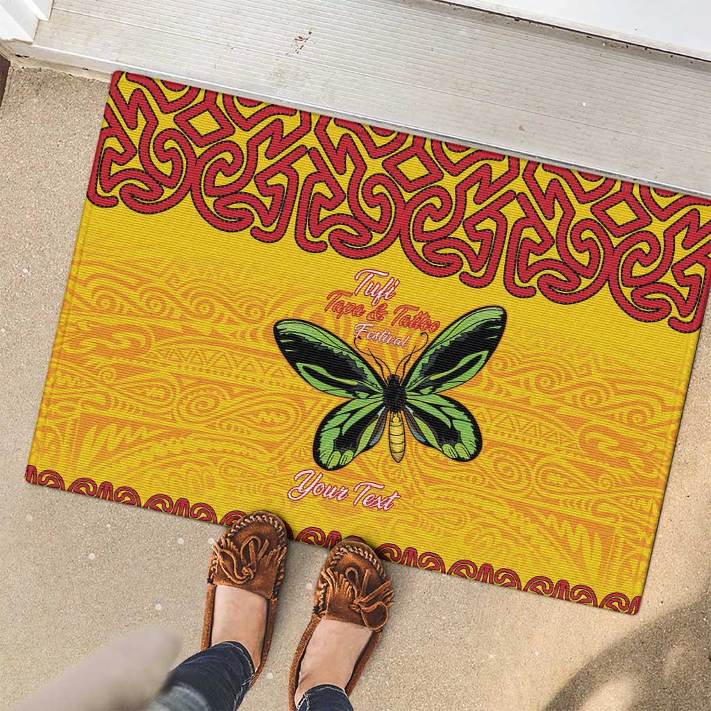 Personalised Tufi Tapa and Tattoo Festival Rubber Doormat PNG Oro Butterfly Tapa Pattern - Polynesian Pride