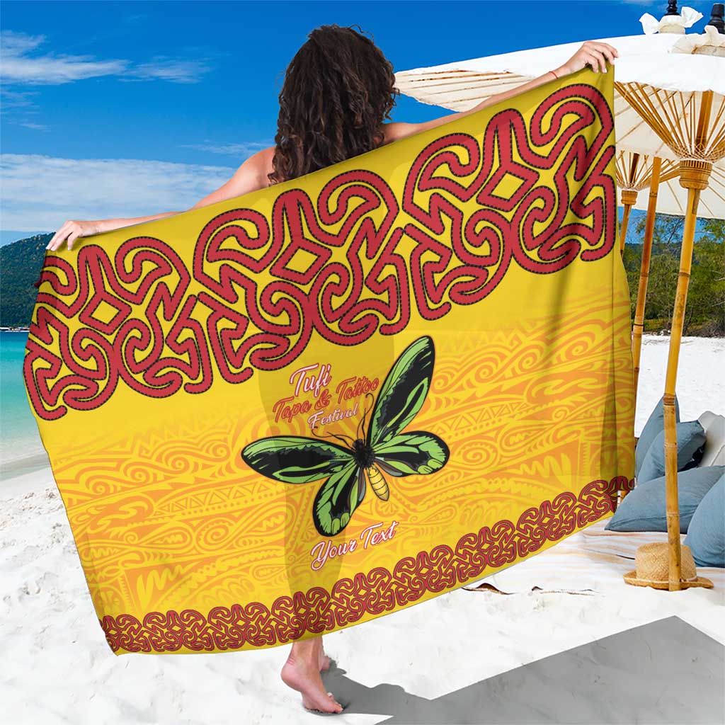 Personalised Tufi Tapa and Tattoo Festival Sarong PNG Oro Butterfly Tapa Pattern - Polynesian Pride