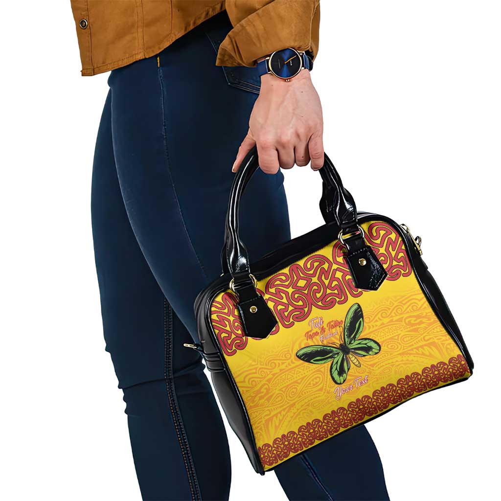Personalised Tufi Tapa and Tattoo Festival Shoulder Handbag PNG Oro Butterfly Tapa Pattern - Polynesian Pride