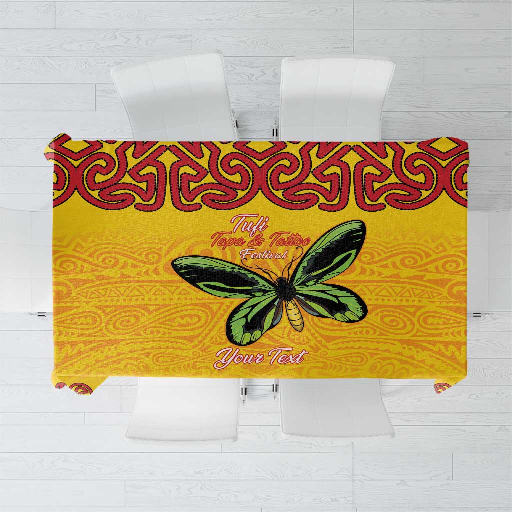 Personalised Tufi Tapa and Tattoo Festival Tablecloth PNG Oro Butterfly Tapa Pattern LT14 Yellow - Polynesian Pride