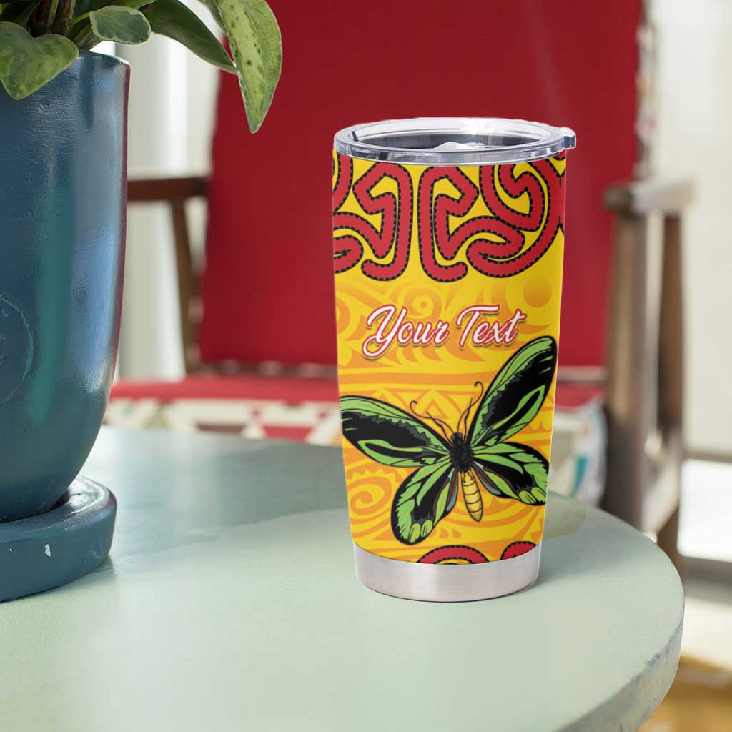 Personalised Tufi Tapa and Tattoo Festival Tumbler Cup PNG Oro Butterfly Tapa Pattern - Polynesian Pride