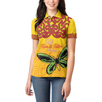 Personalised Tufi Tapa and Tattoo Festival Women Polo Shirt PNG Oro Butterfly Tapa Pattern - Polynesian Pride