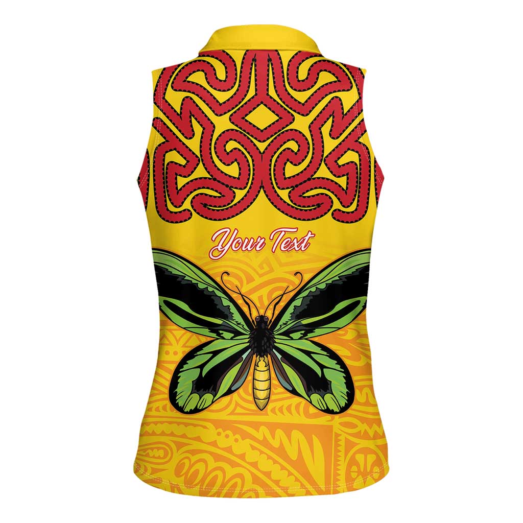 Personalised Tufi Tapa and Tattoo Festival Women Sleeveless Polo Shirt PNG Oro Butterfly Tapa Pattern - Polynesian Pride