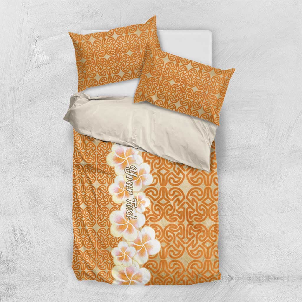 Personalised Tufi Tapa and Tattoo Festival Bedding Set Oro Tapa Cloth With Plumeria - Polynesian Pride