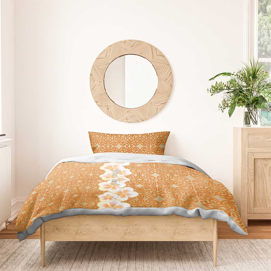 Personalised Tufi Tapa and Tattoo Festival Bedding Set Oro Tapa Cloth With Plumeria - Polynesian Pride
