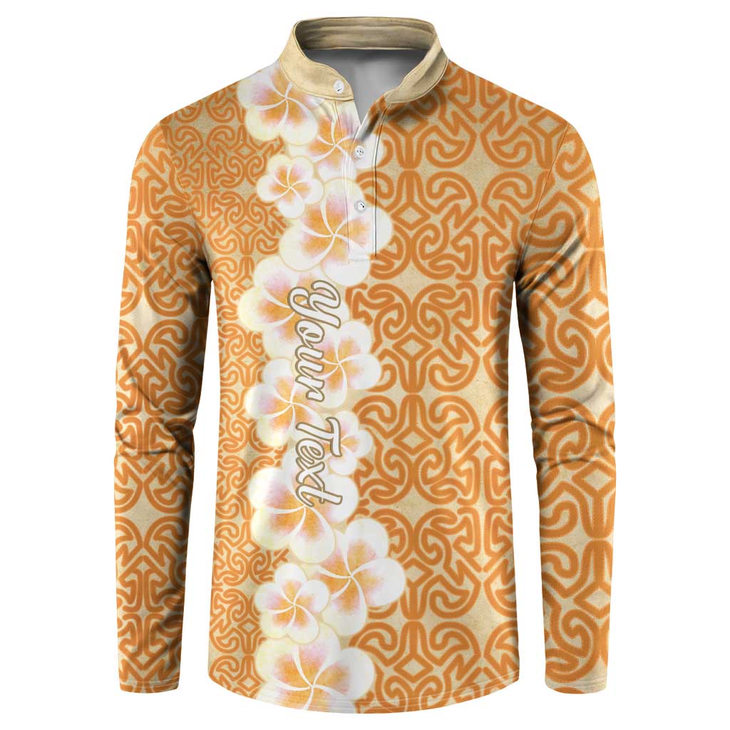 Personalised Tufi Tapa and Tattoo Festival Button Sweatshirt Oro Tapa Cloth With Plumeria LT14 Brown - Polynesian Pride