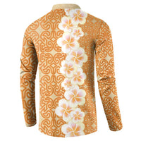 Personalised Tufi Tapa and Tattoo Festival Button Sweatshirt Oro Tapa Cloth With Plumeria LT14 - Polynesian Pride