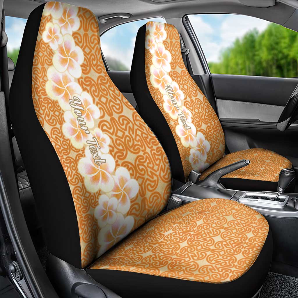 Personalised Tufi Tapa and Tattoo Festival Car Seat Cover Oro Tapa Cloth With Plumeria - Polynesian Pride