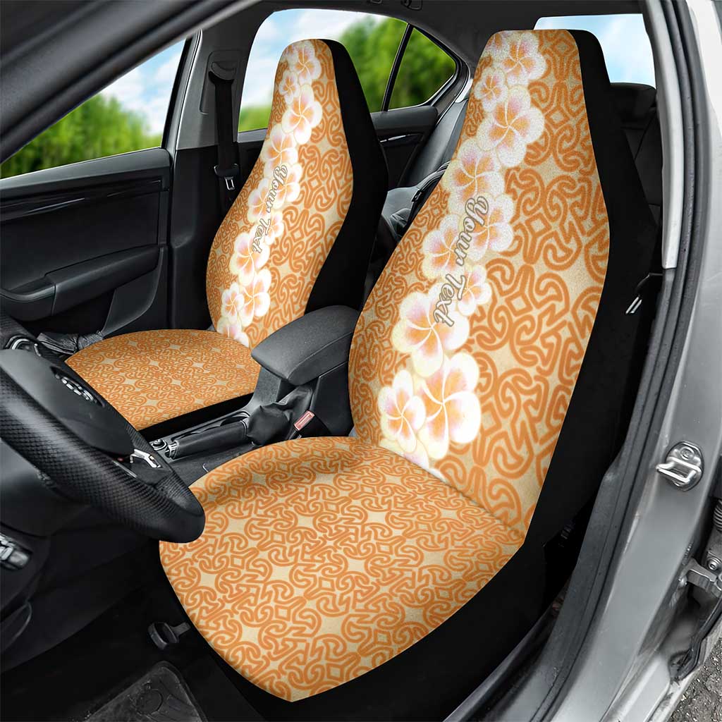 Personalised Tufi Tapa and Tattoo Festival Car Seat Cover Oro Tapa Cloth With Plumeria - Polynesian Pride