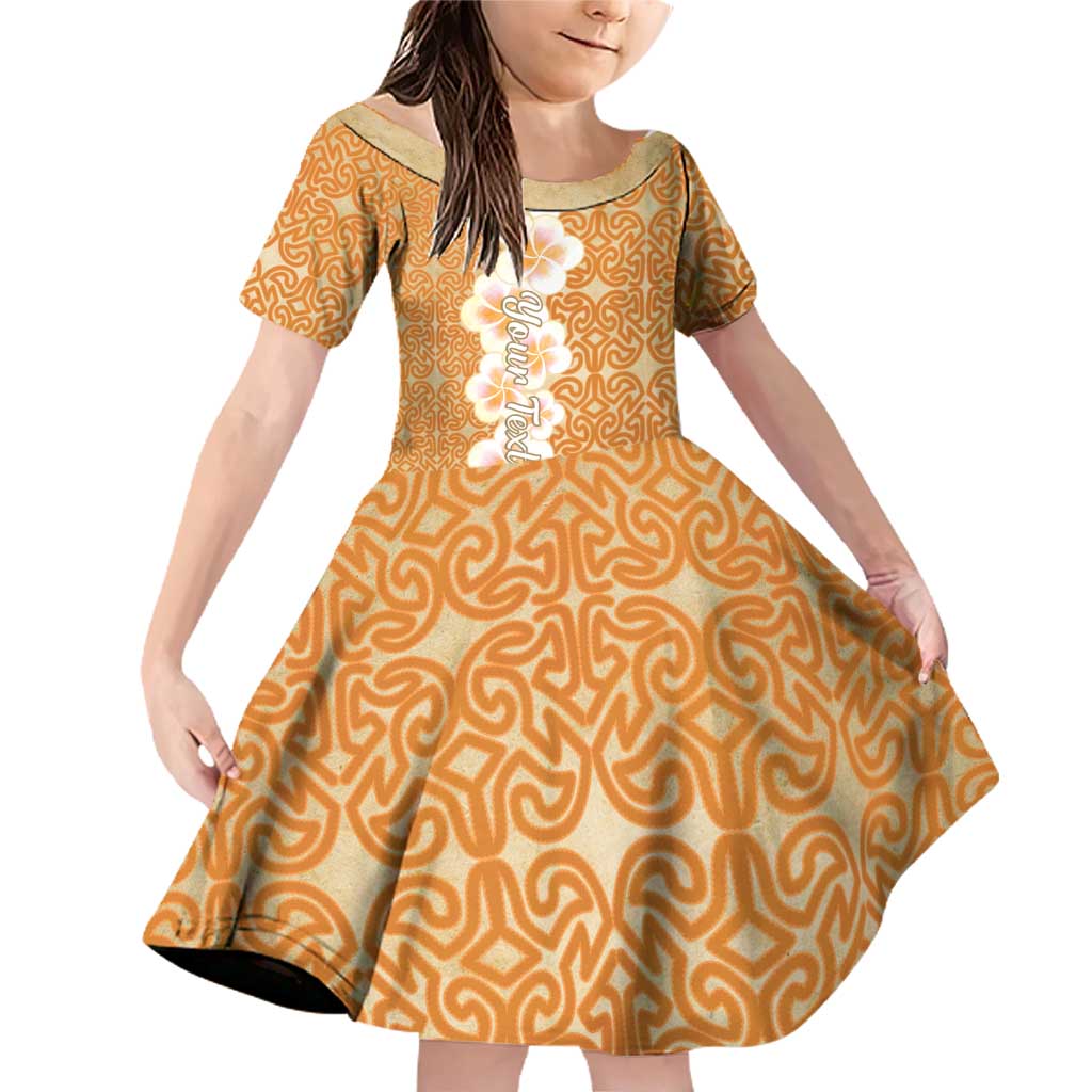 Personalised Tufi Tapa and Tattoo Festival Family Matching Off Shoulder Short Dress and Hawaiian Shirt Oro Tapa Cloth With Plumeria - Polynesian Pride