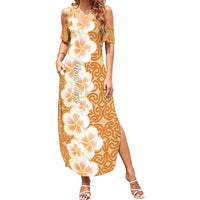 Personalised Tufi Tapa and Tattoo Festival Family Matching Summer Maxi Dress and Hawaiian Shirt Oro Tapa Cloth With Plumeria - Polynesian Pride