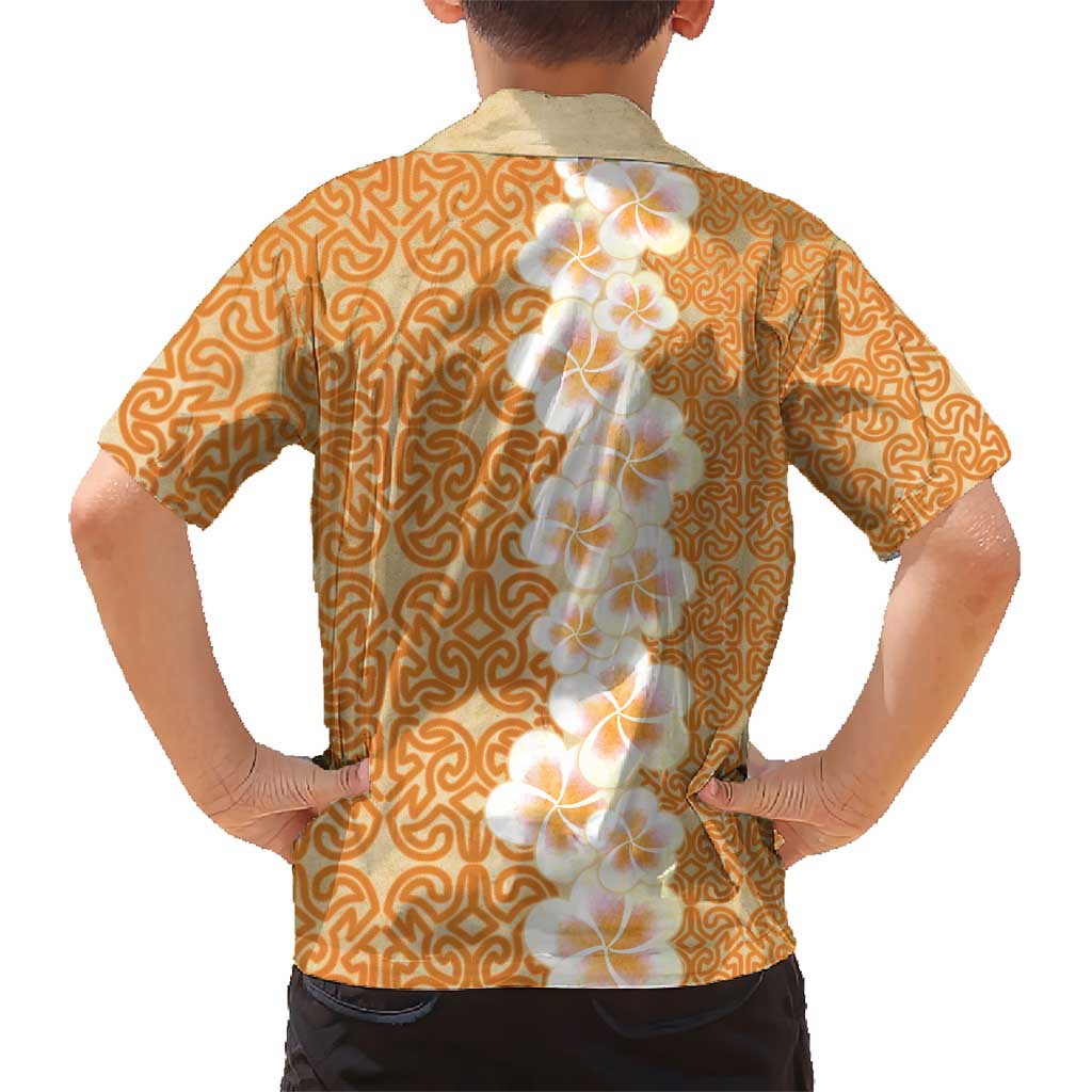 Personalised Tufi Tapa and Tattoo Festival Kid Hawaiian Shirt Oro Tapa Cloth With Plumeria - Polynesian Pride