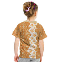 Personalised Tufi Tapa and Tattoo Festival Kid T Shirt Oro Tapa Cloth With Plumeria - Polynesian Pride
