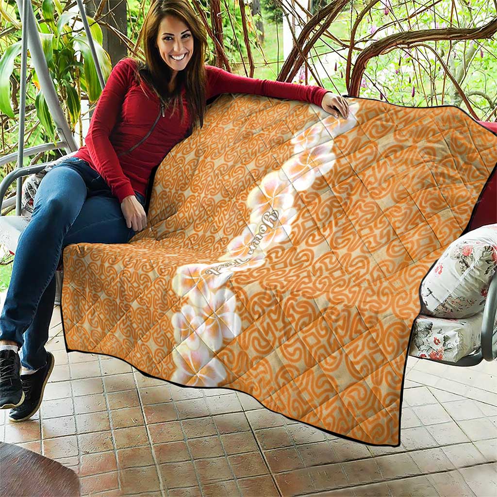 Personalised Tufi Tapa and Tattoo Festival Quilt Oro Tapa Cloth With Plumeria - Polynesian Pride