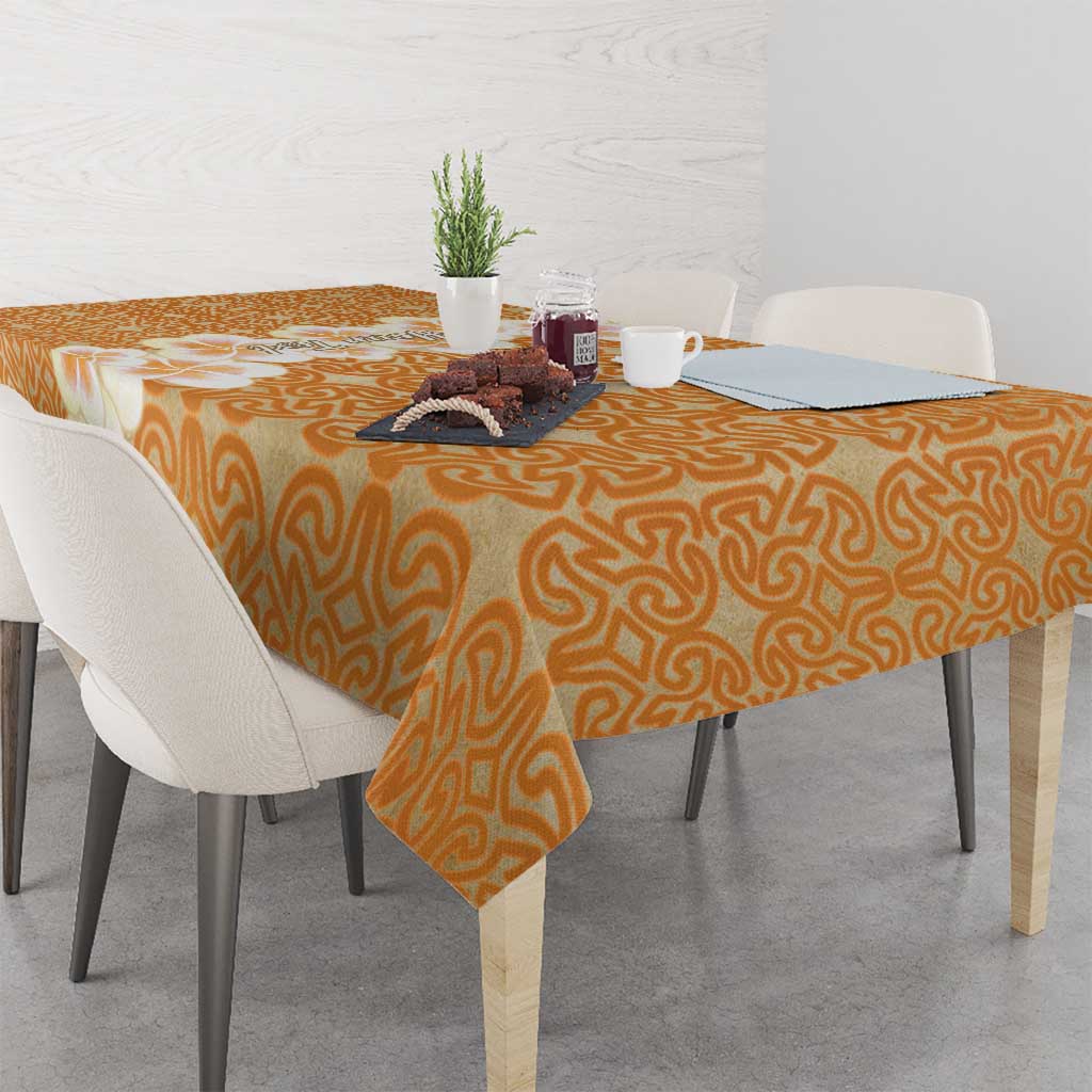 Personalised Tufi Tapa and Tattoo Festival Tablecloth Oro Tapa Cloth With Plumeria - Polynesian Pride