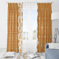 Personalised Tufi Tapa and Tattoo Festival Window Curtain Oro Tapa Cloth With Plumeria - Polynesian Pride