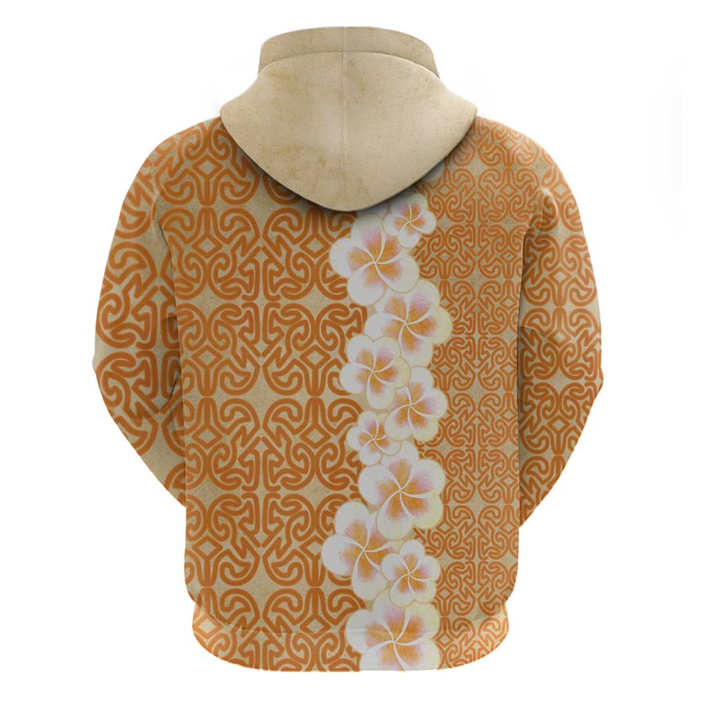 Personalised Tufi Tapa and Tattoo Festival Zip Hoodie Oro Tapa Cloth With Plumeria - Polynesian Pride