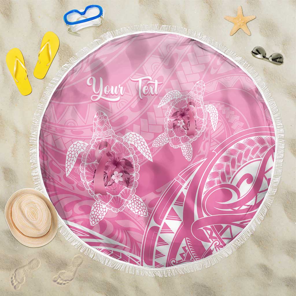 Personalised Polynesia Breast Cancer Awareness Beach Blanket No One Fights Alone Turtle Ribbon - Pink Version LT14 One Size 150cm Pink - Polynesian Pride