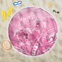 Personalised Polynesia Breast Cancer Awareness Beach Blanket No One Fights Alone Turtle Ribbon - Pink Version LT14 One Size 150cm Pink - Polynesian Pride