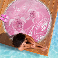 Personalised Polynesia Breast Cancer Awareness Beach Blanket No One Fights Alone Turtle Ribbon - Pink Version LT14 - Polynesian Pride