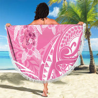 Personalised Polynesia Breast Cancer Awareness Beach Blanket No One Fights Alone Turtle Ribbon - Pink Version LT14 - Polynesian Pride